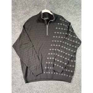 ST. CROIX 1/4 Zip Sweater XL Wool 3-D Knit Geometric Breathable USA Made Vintage